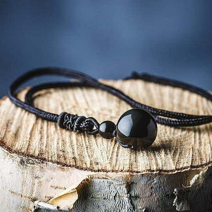 collier perle d'obsidienne